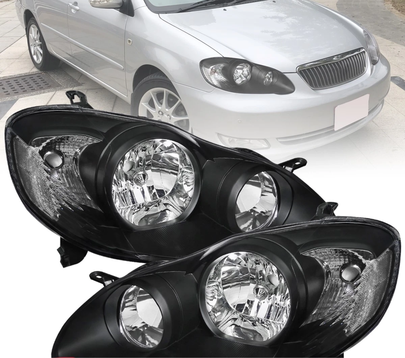 Focos Corolla 03-08 Black With Gray